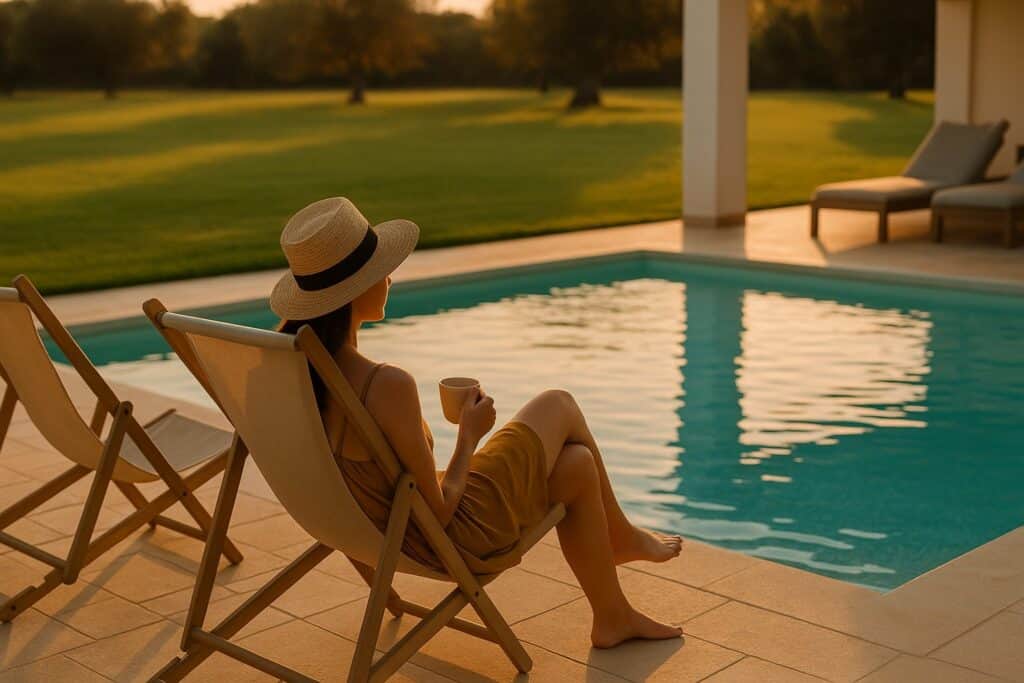 Settembre in villa con piscina a Monopoli: relax in una casa vacanze con prato e luce dorata